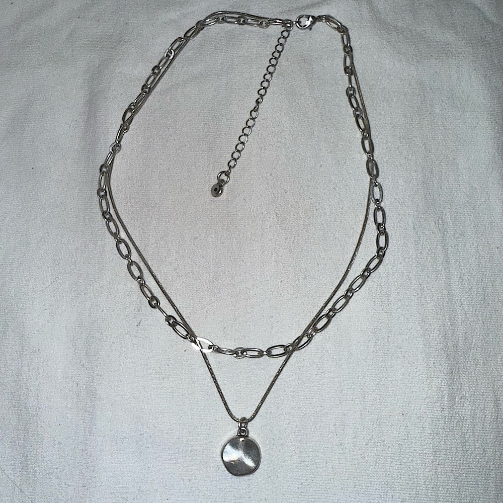 Universal Thread Worn Silver Linked Snake Chain Layered Necklace